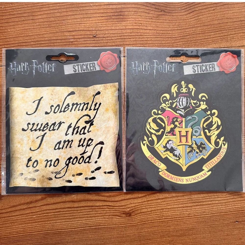 HARRY POTTER STICKERS lot of 2 crest I solemnly swear NWT